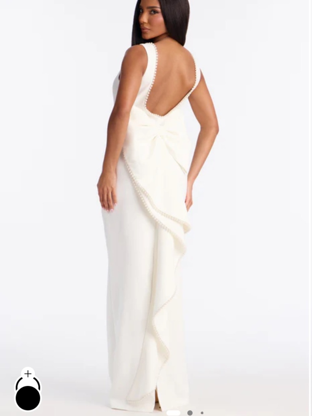 Fashion Nova Elegant White Bow Back Evening Gown